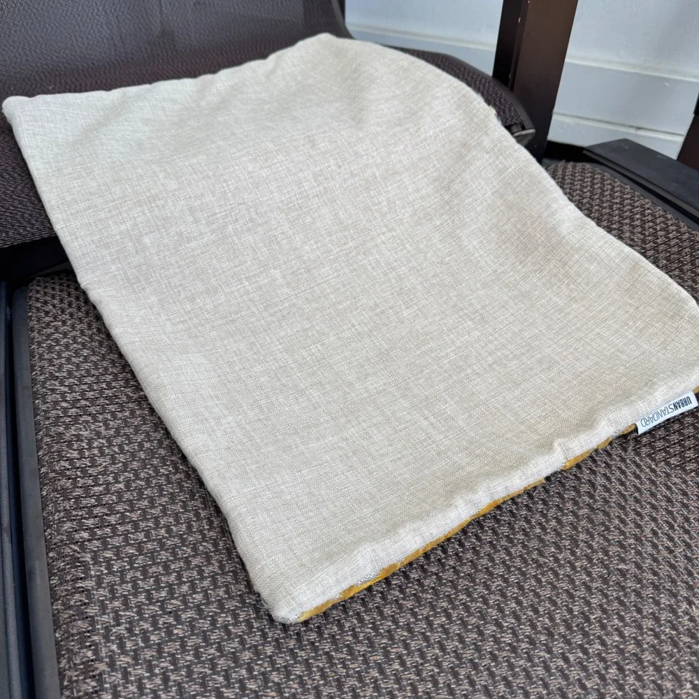 Urban Standard Pillow Cover 22x15 Mustard Yellow Grey Geometric MCM Chenille